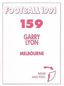1991 Select AFL Stickers #159 Garry Lyon Back